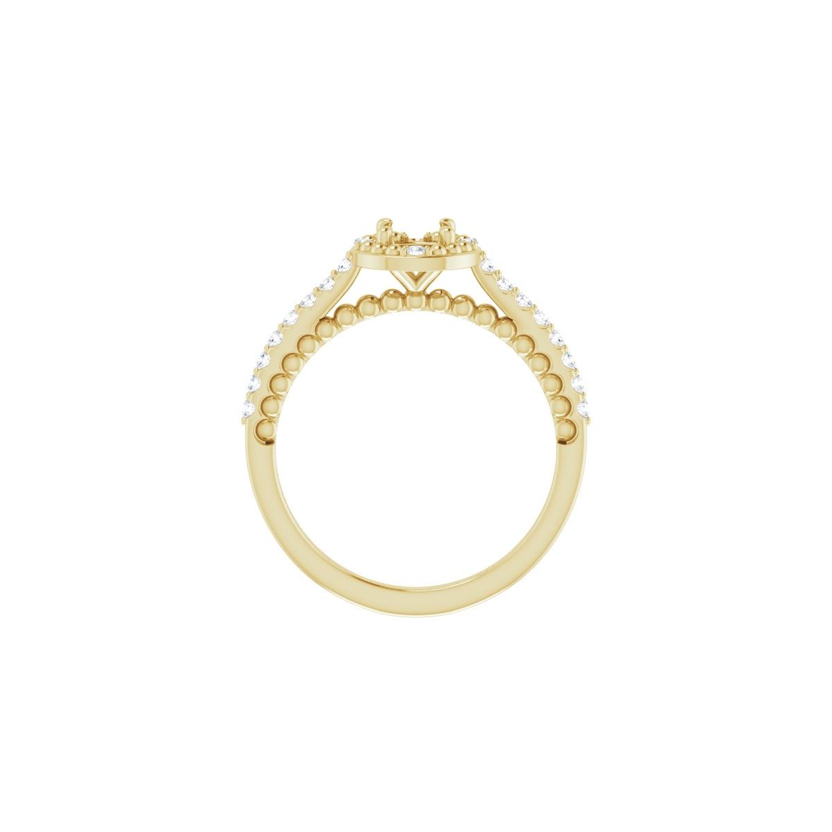 Round Halo-Style Beaded Engagement Ring Semi-Mount - gallery - Series 123144
