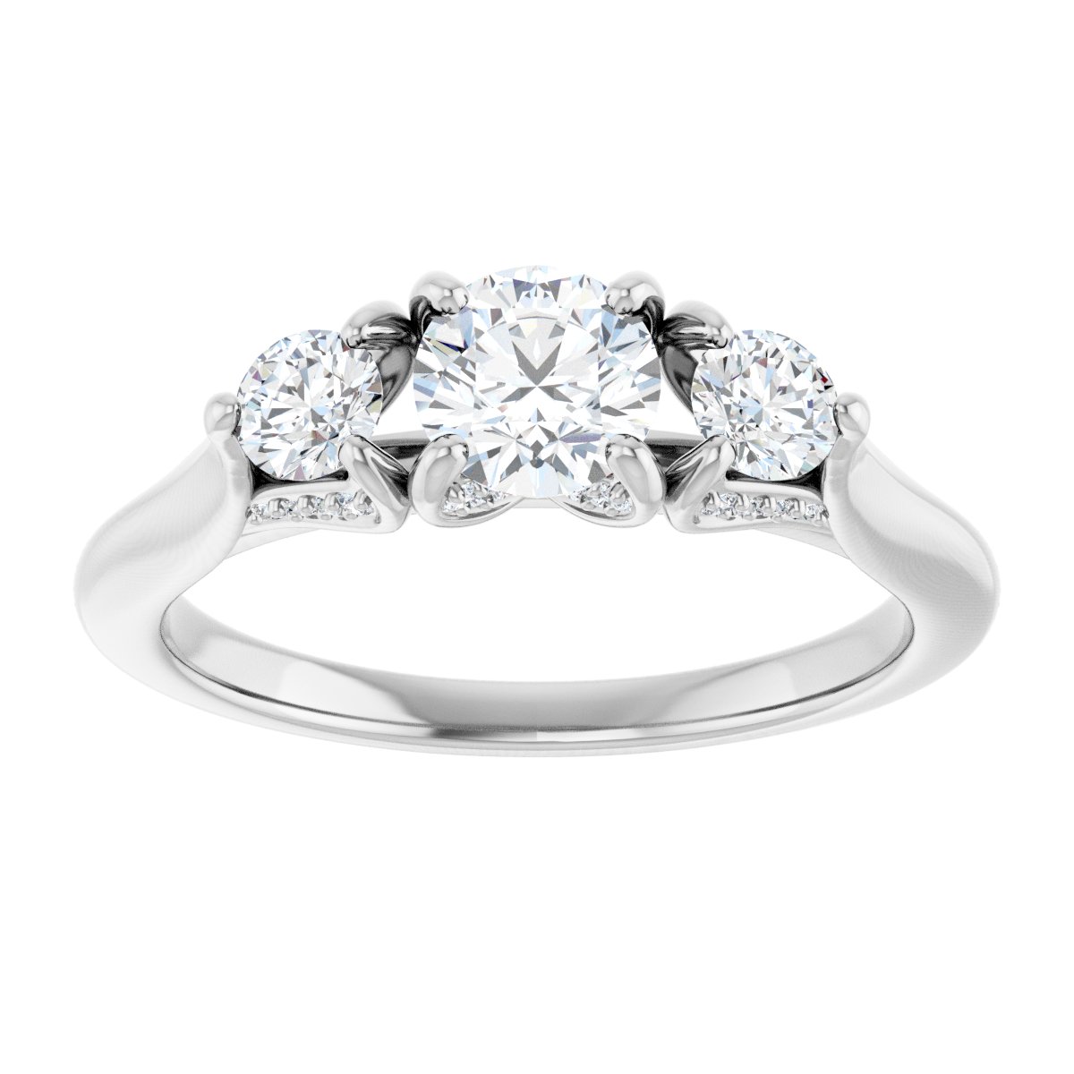 Round Three-Stone Engagement Ring Semi-Mount - gallery - Series 123164