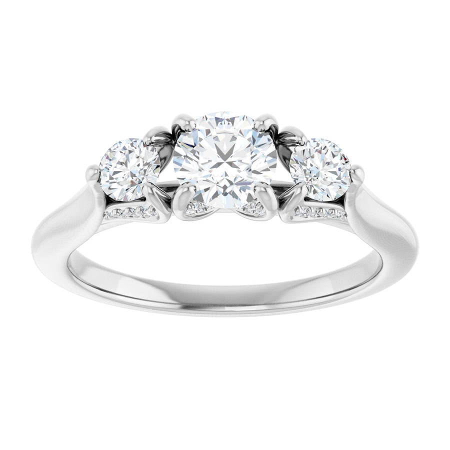 Round Three-Stone Engagement Ring Semi-Mount - gallery - Series 123164