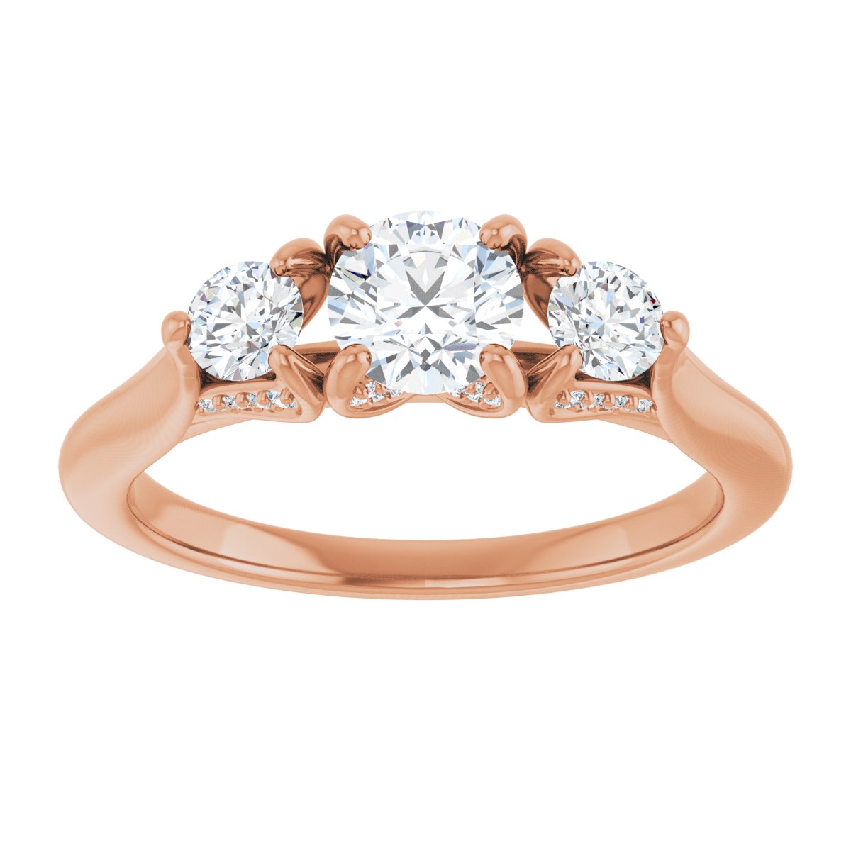 Round Three-Stone Engagement Ring Semi-Mount - gallery - Series 123164