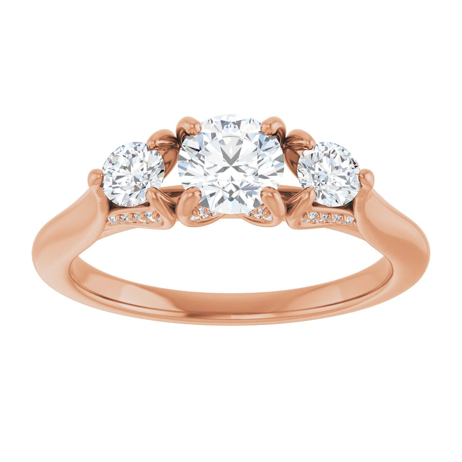 Round Three-Stone Engagement Ring Semi-Mount - gallery - Series 123164