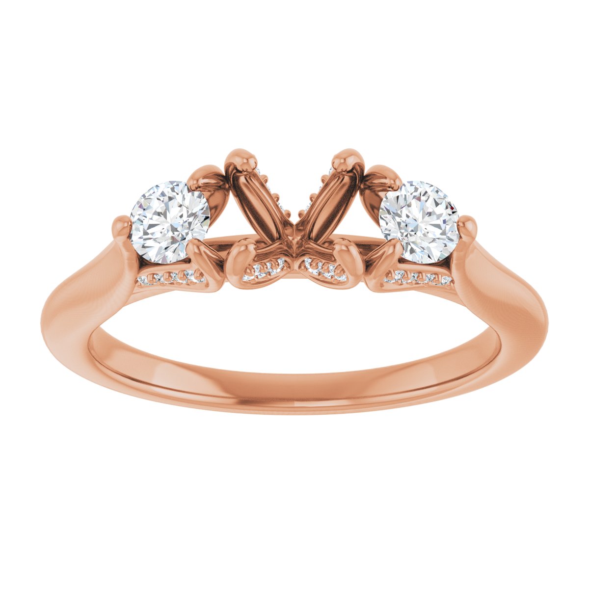 Round Three-Stone Engagement Ring Semi-Mount - gallery - Series 123164