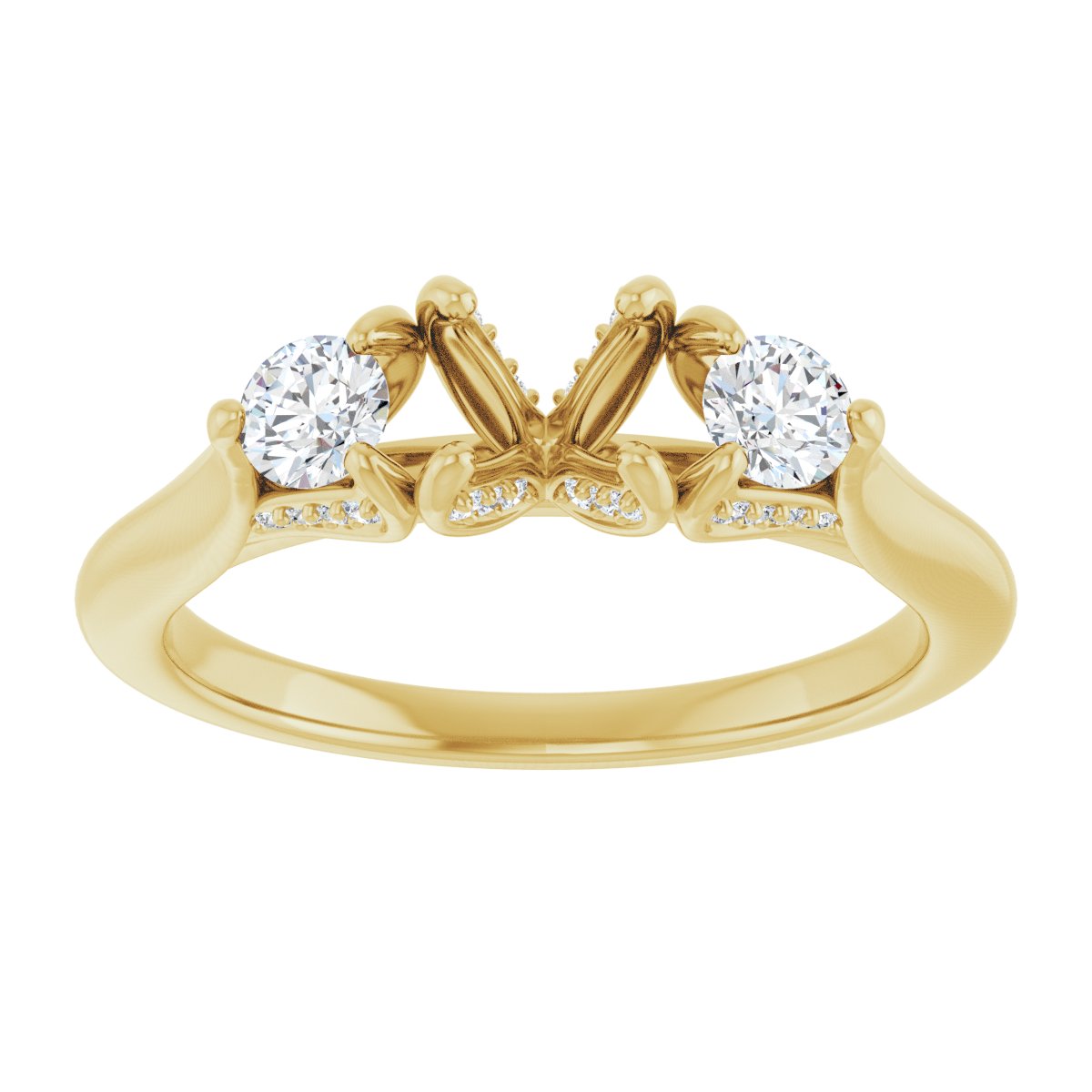 Round Three-Stone Engagement Ring Semi-Mount - gallery - Series 123164