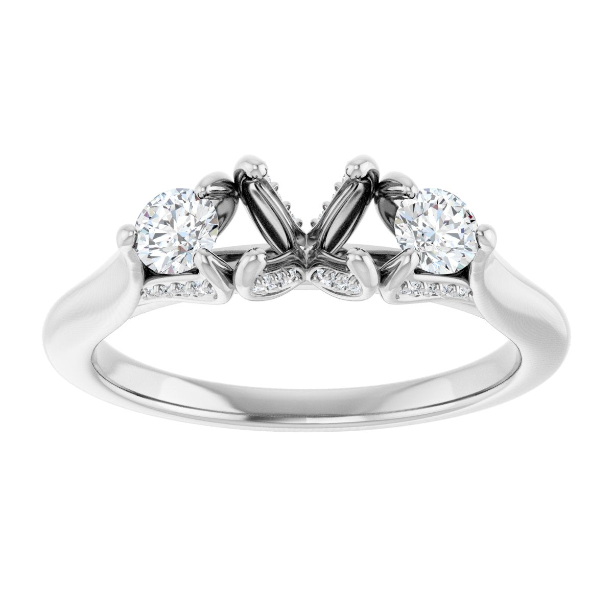 Round Three-Stone Engagement Ring Semi-Mount - gallery - Series 123164