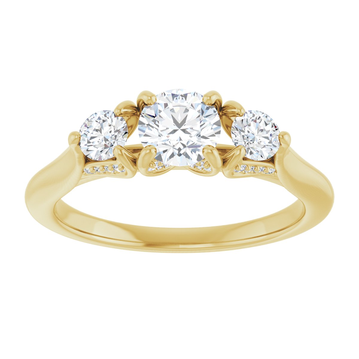 Round Three-Stone Engagement Ring Semi-Mount - gallery - Series 123164