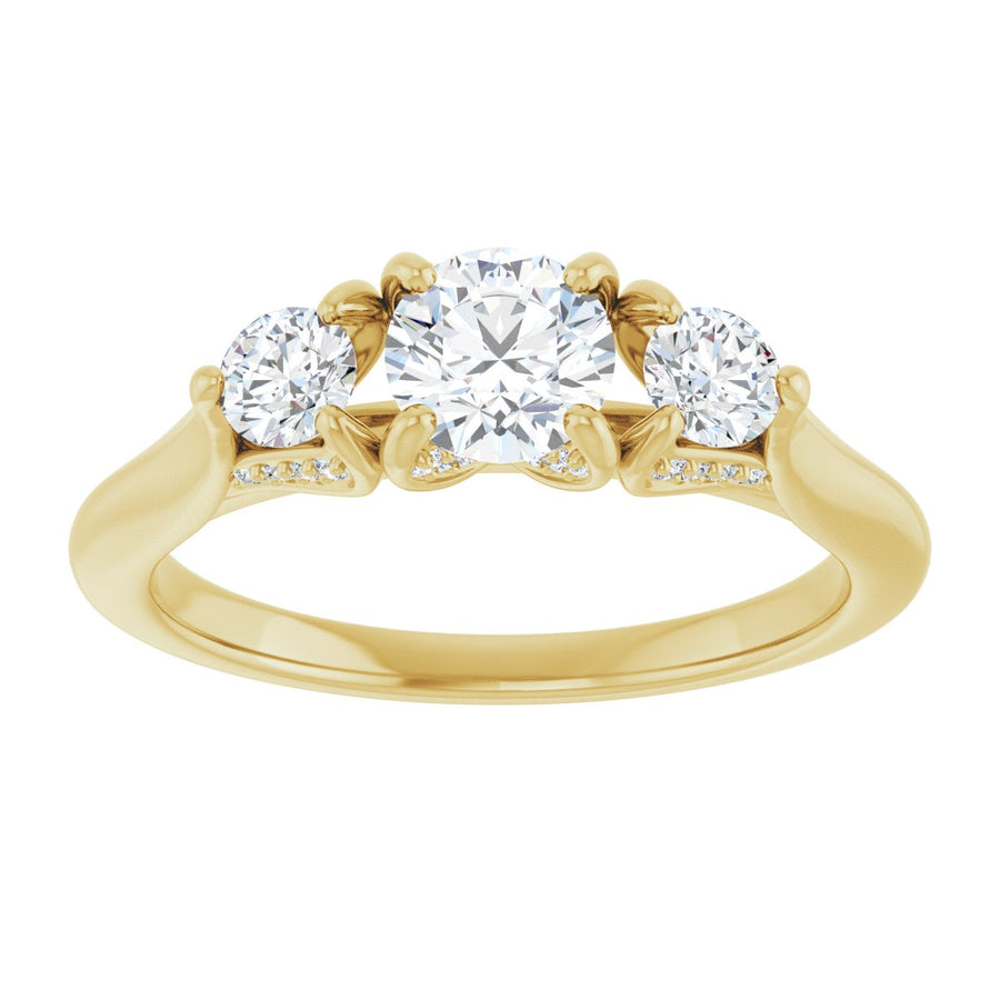 Round Three-Stone Engagement Ring Semi-Mount - gallery - Series 123164