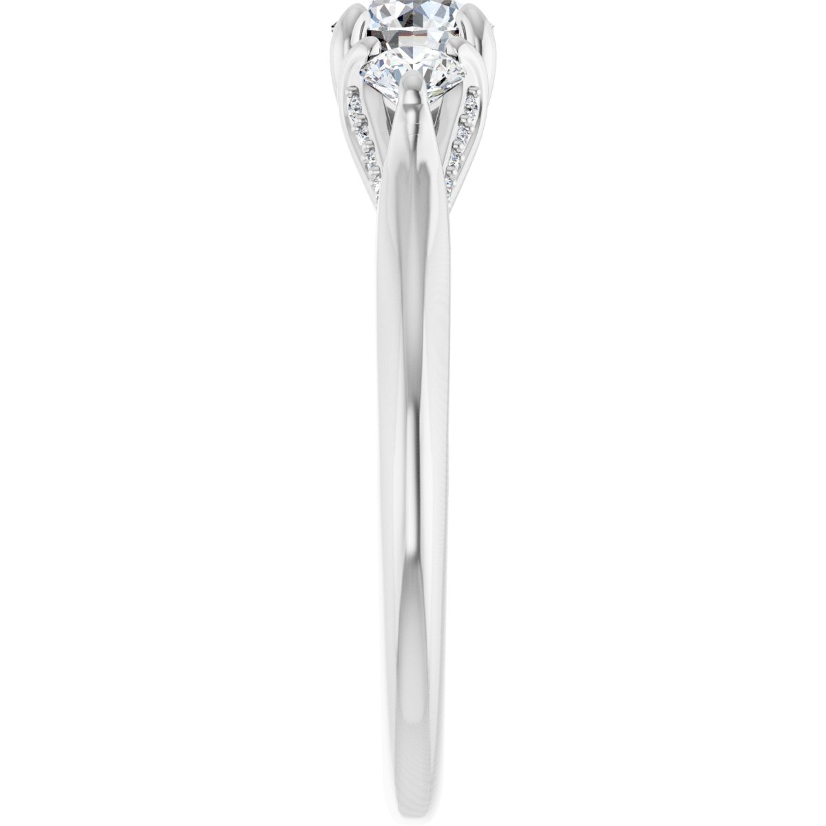 Round Three-Stone Engagement Ring Semi-Mount - gallery - Series 123164