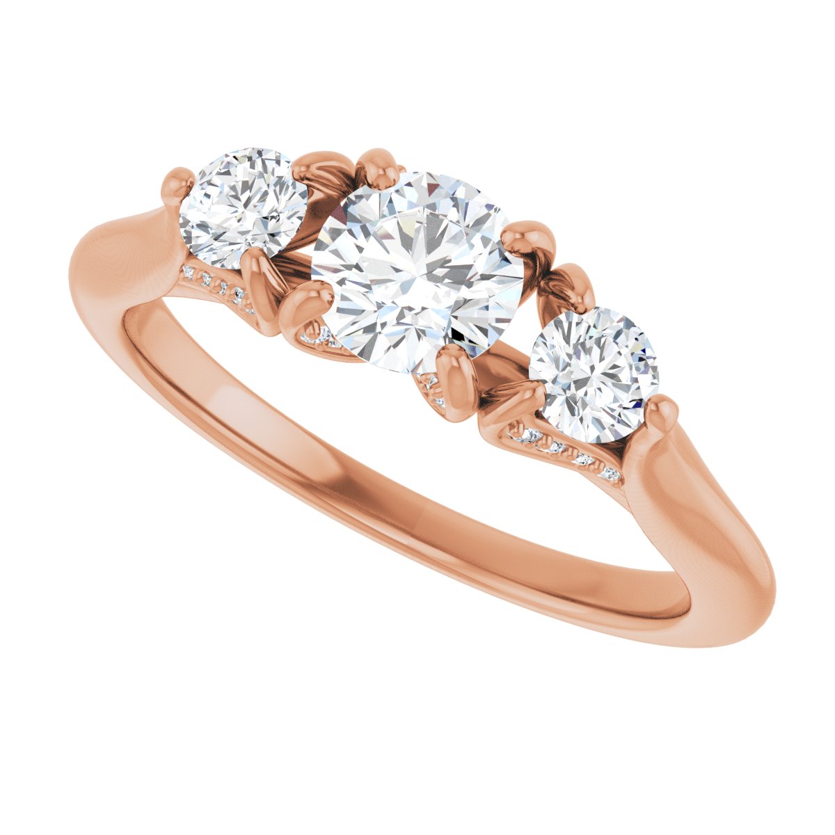 Round Three-Stone Engagement Ring Semi-Mount - gallery - Series 123164