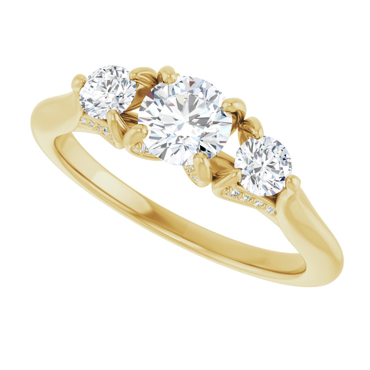 Round Three-Stone Engagement Ring Semi-Mount - gallery - Series 123164
