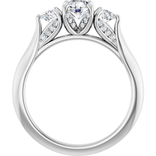Round Three-Stone Engagement Ring Semi-Mount - gallery - Series 123164