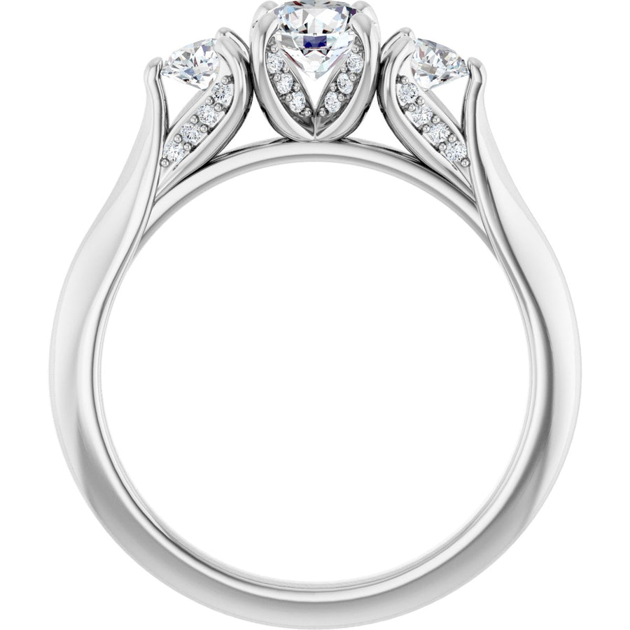 Round Three-Stone Engagement Ring Semi-Mount - gallery - Series 123164