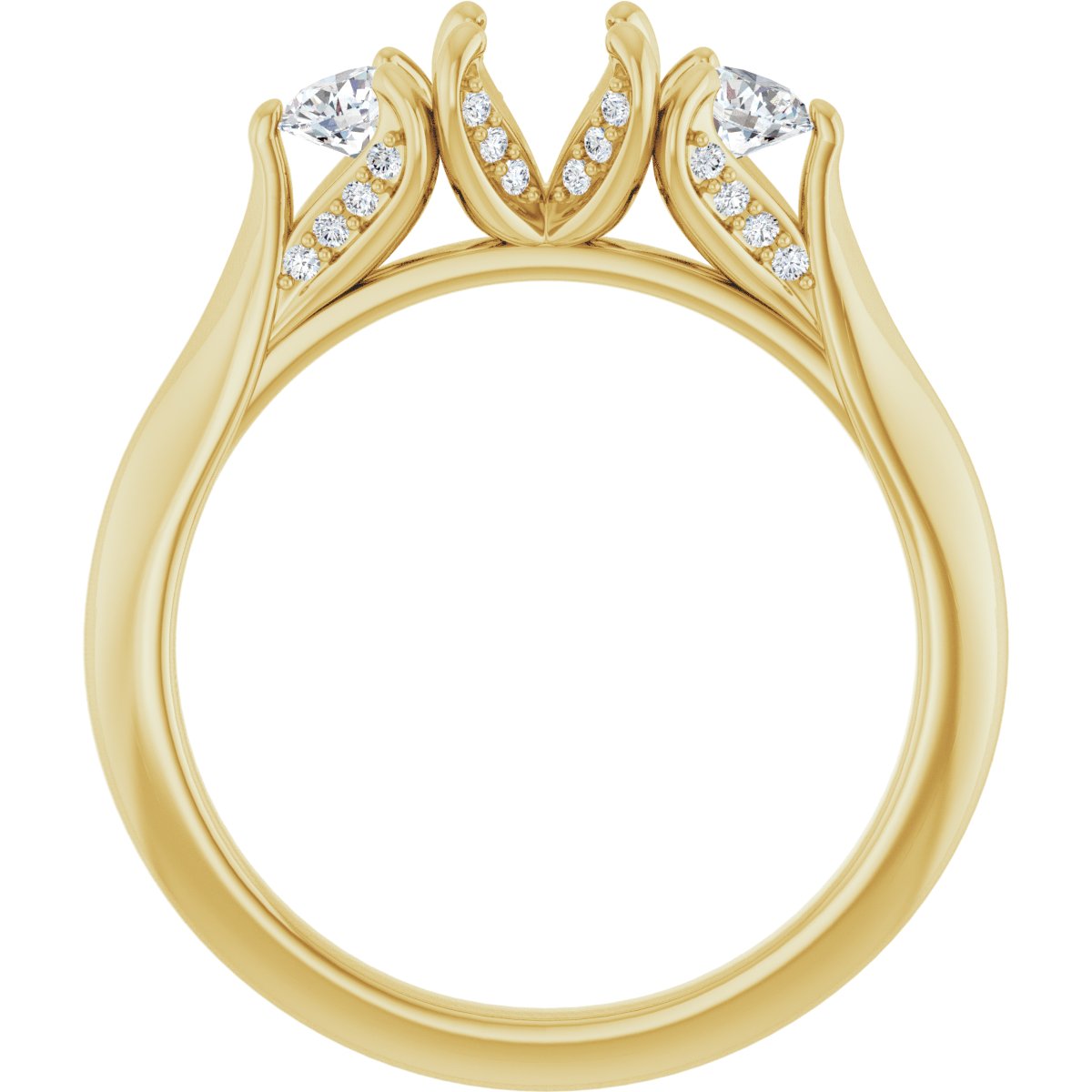 Round Three-Stone Engagement Ring Semi-Mount - gallery - Series 123164