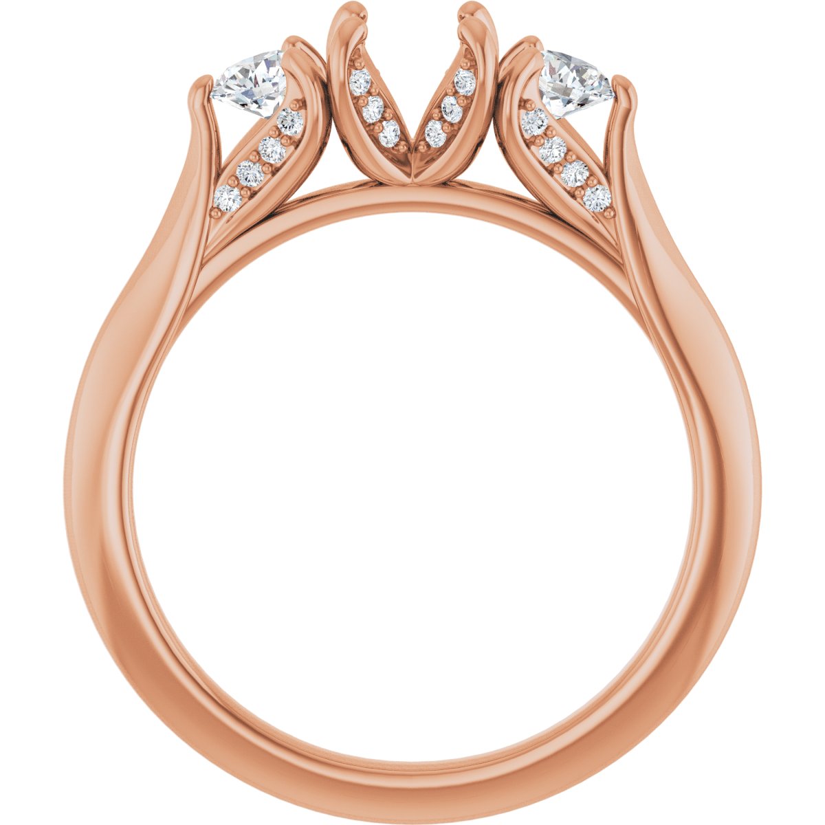 Round Three-Stone Engagement Ring Semi-Mount - gallery - Series 123164
