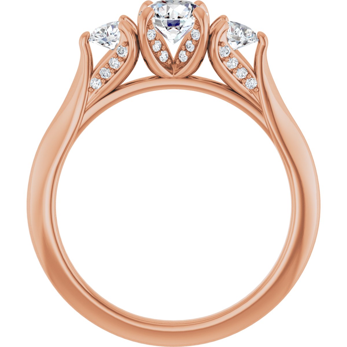 Round Three-Stone Engagement Ring Semi-Mount - gallery - Series 123164