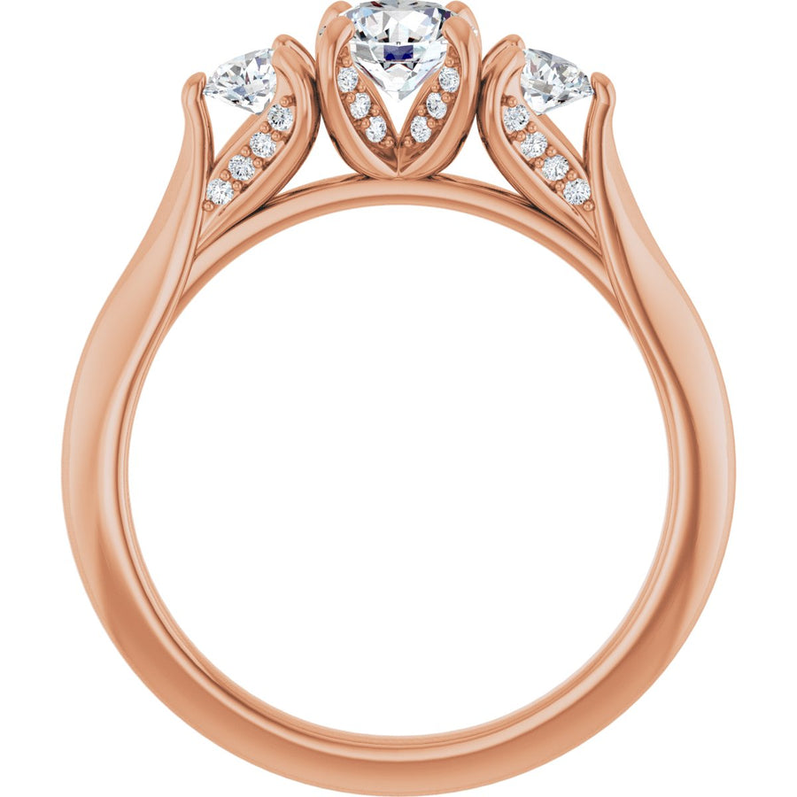 Round Three-Stone Engagement Ring Semi-Mount - gallery - Series 123164