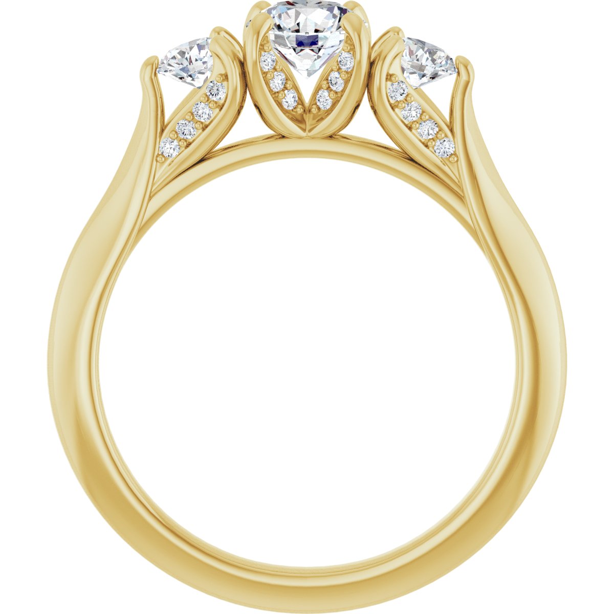 Round Three-Stone Engagement Ring Semi-Mount - gallery - Series 123164