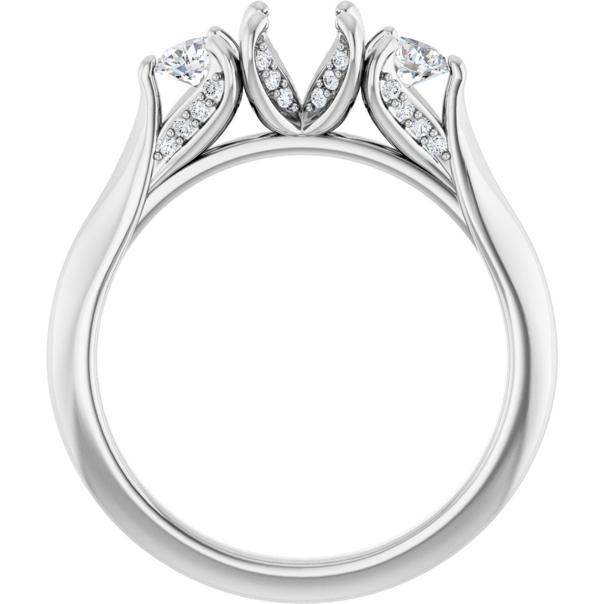 Round Three-Stone Engagement Ring Semi-Mount - gallery - Series 123164