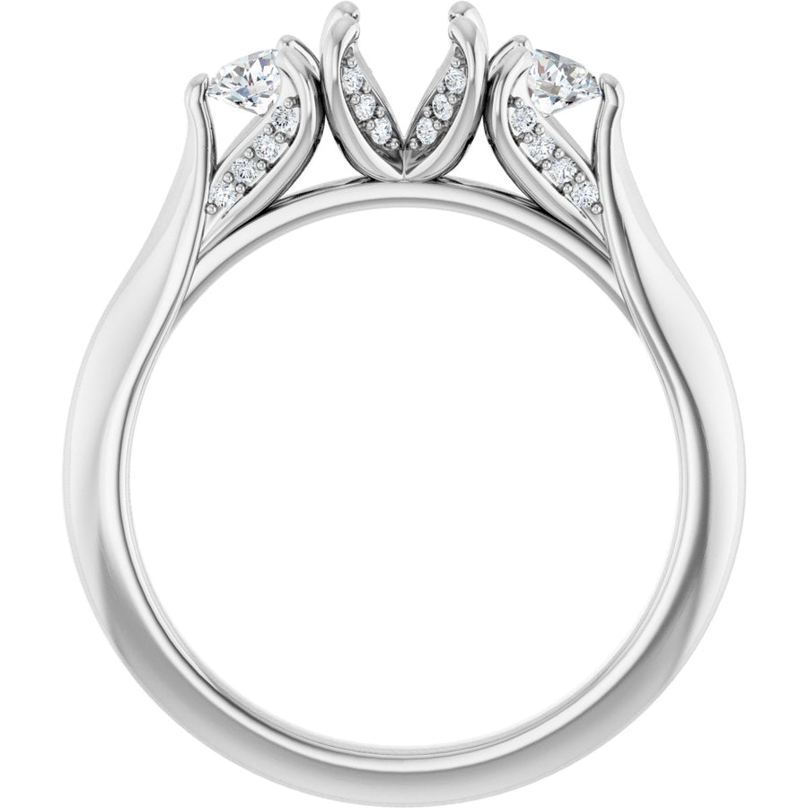 Round Three-Stone Engagement Ring Semi-Mount - gallery - Series 123164