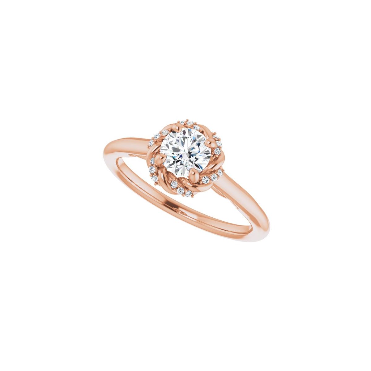 Round Halo-Style Rope Engagement Ring Semi-Mount - gallery - Series 123183