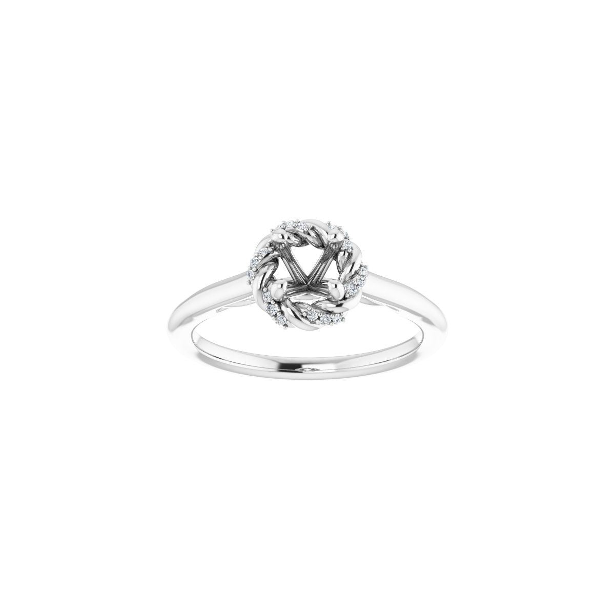 Round Halo-Style Rope Engagement Ring Semi-Mount - gallery - Series 123183