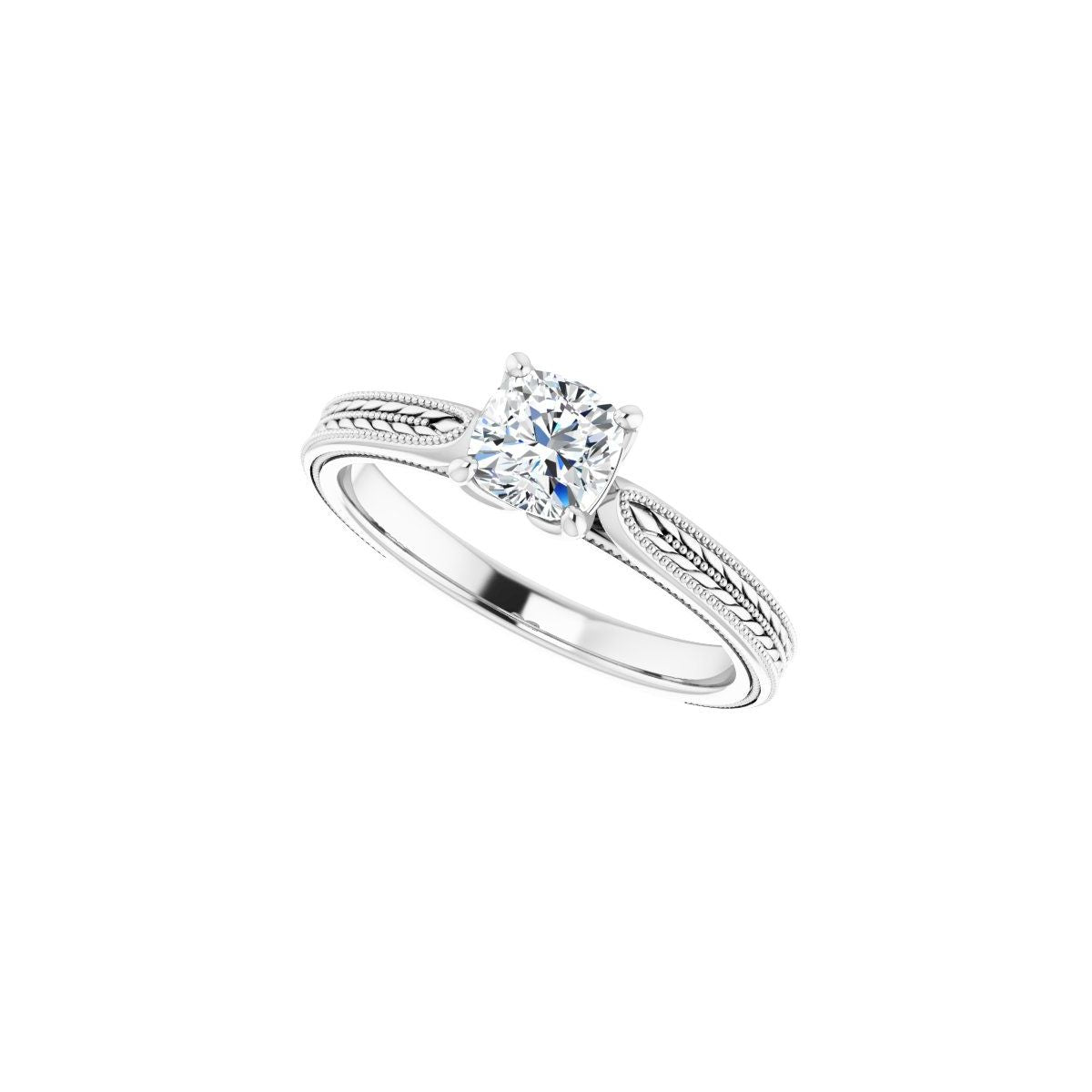 Cushion Solitaire Engagement Ring Mounting - gallery - Series 123043