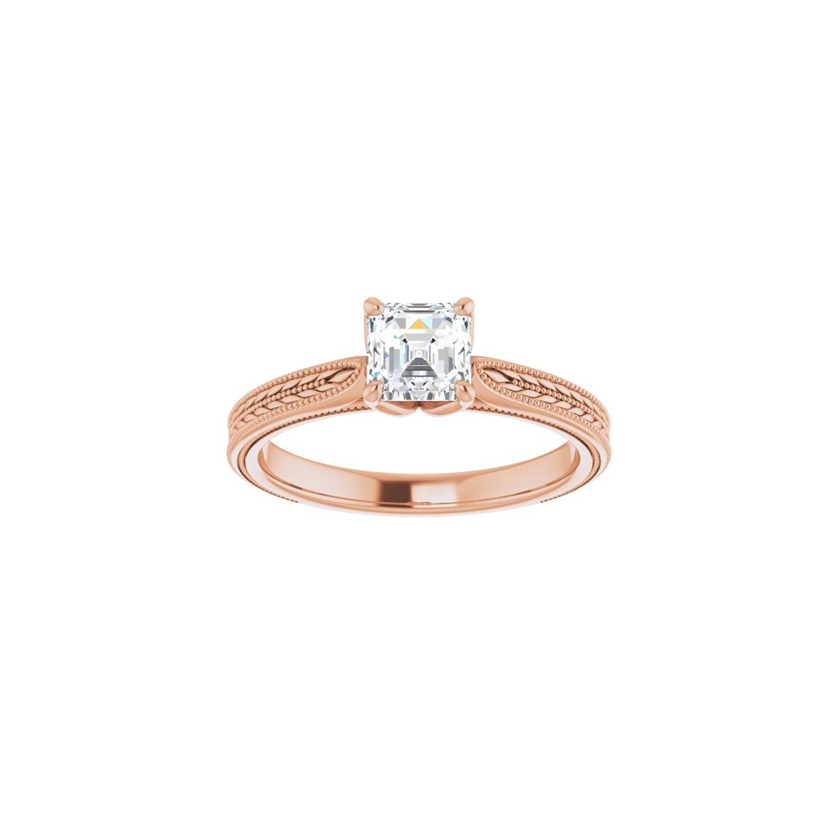 Asscher Solitaire Engagement Ring Mounting - gallery - Series 123043