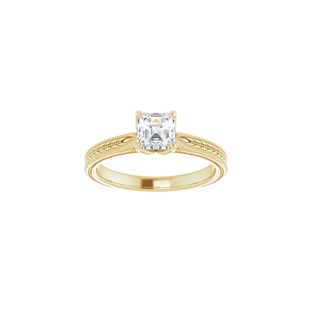 Asscher Solitaire Engagement Ring Mounting - gallery - Series 123043