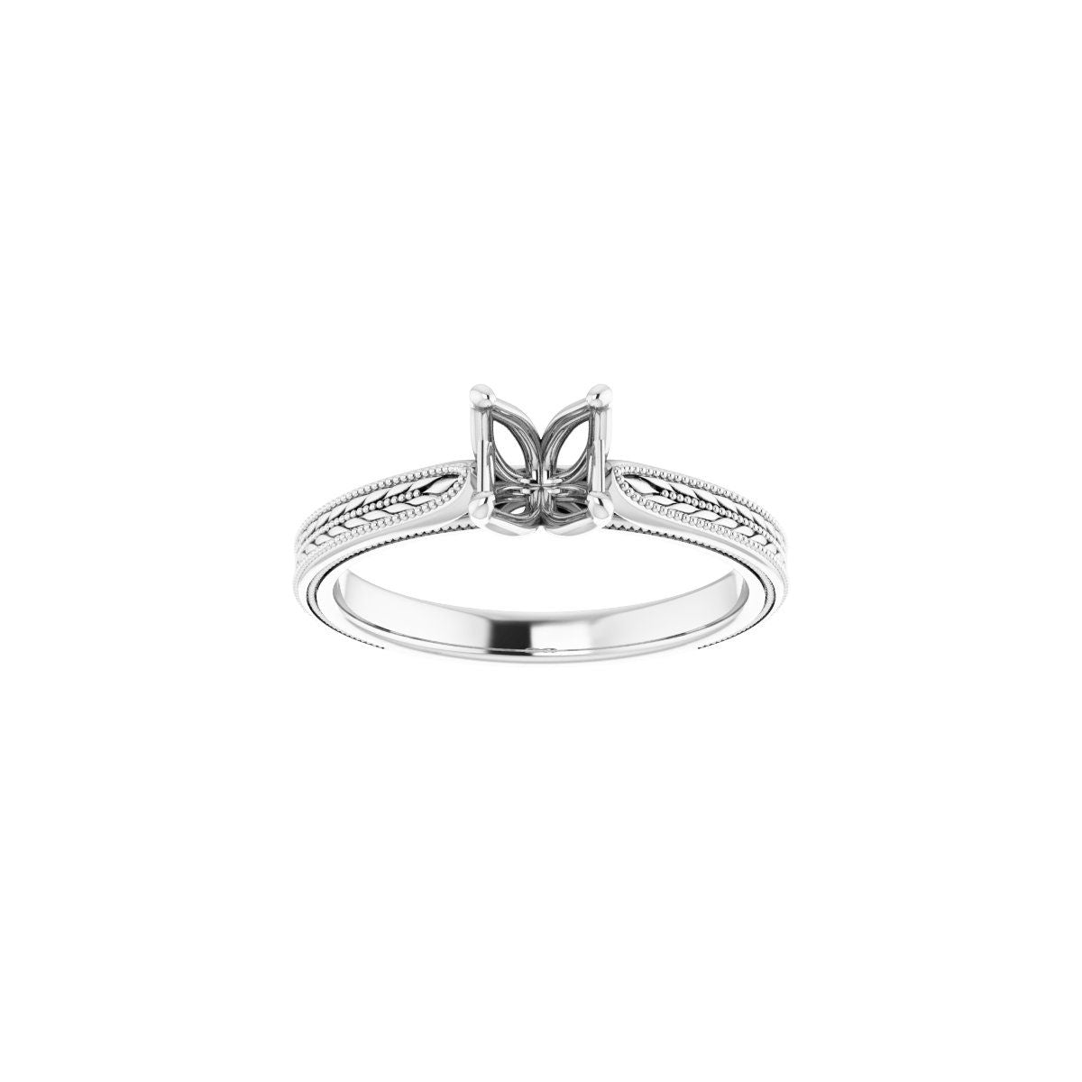 Asscher Solitaire Engagement Ring Mounting - gallery - Series 123043
