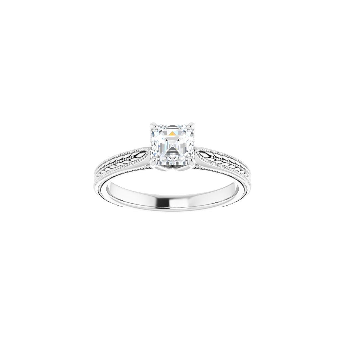 Asscher Solitaire Engagement Ring Mounting - gallery - Series 123043