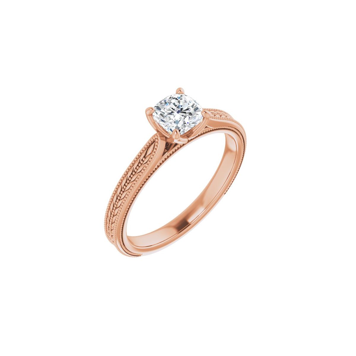 Natural Diamond Cushion Solitaire Engagement Ring Mounting - 14K Gold - Series 123043