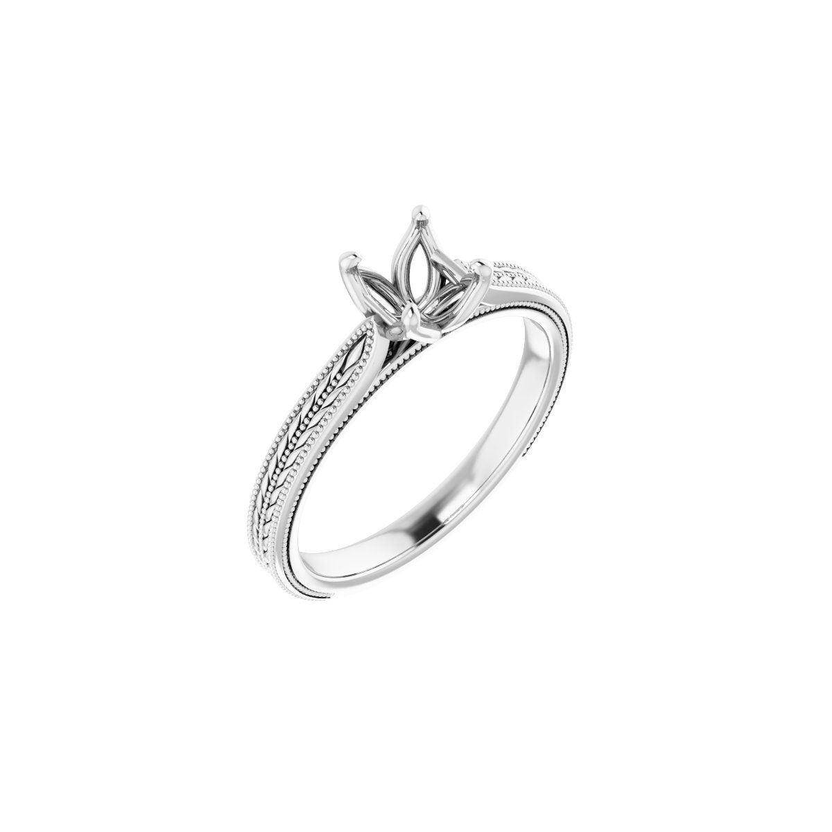 Asscher Solitaire Engagement Ring Mounting - gallery - Series 123043