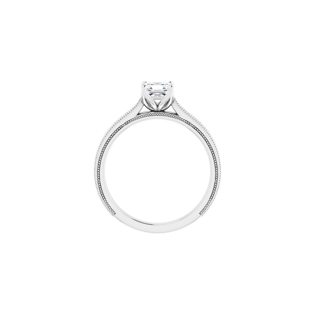 Asscher Solitaire Engagement Ring Mounting - gallery - Series 123043