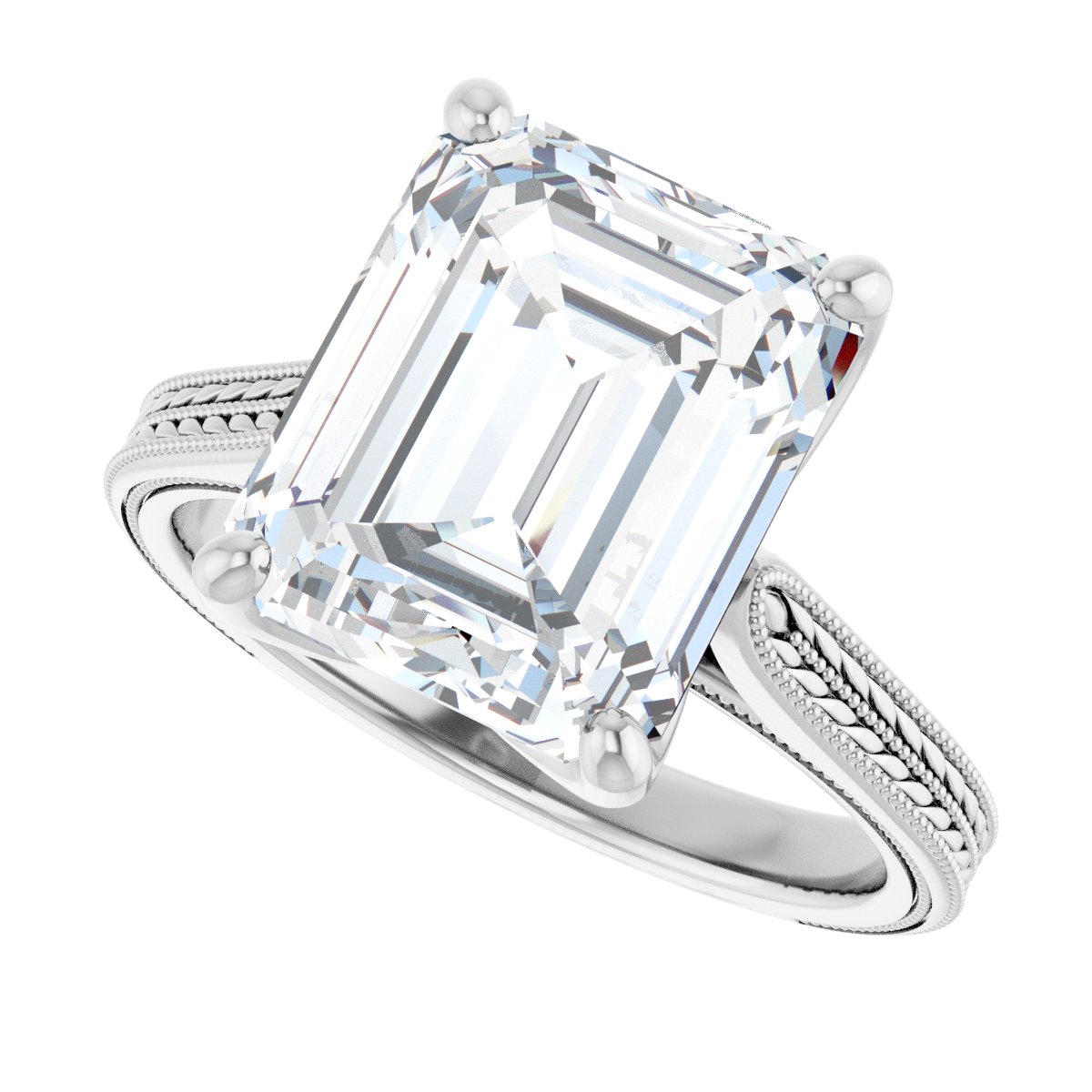 Emerald Solitaire Engagement Ring Mounting - gallery - Series 123043