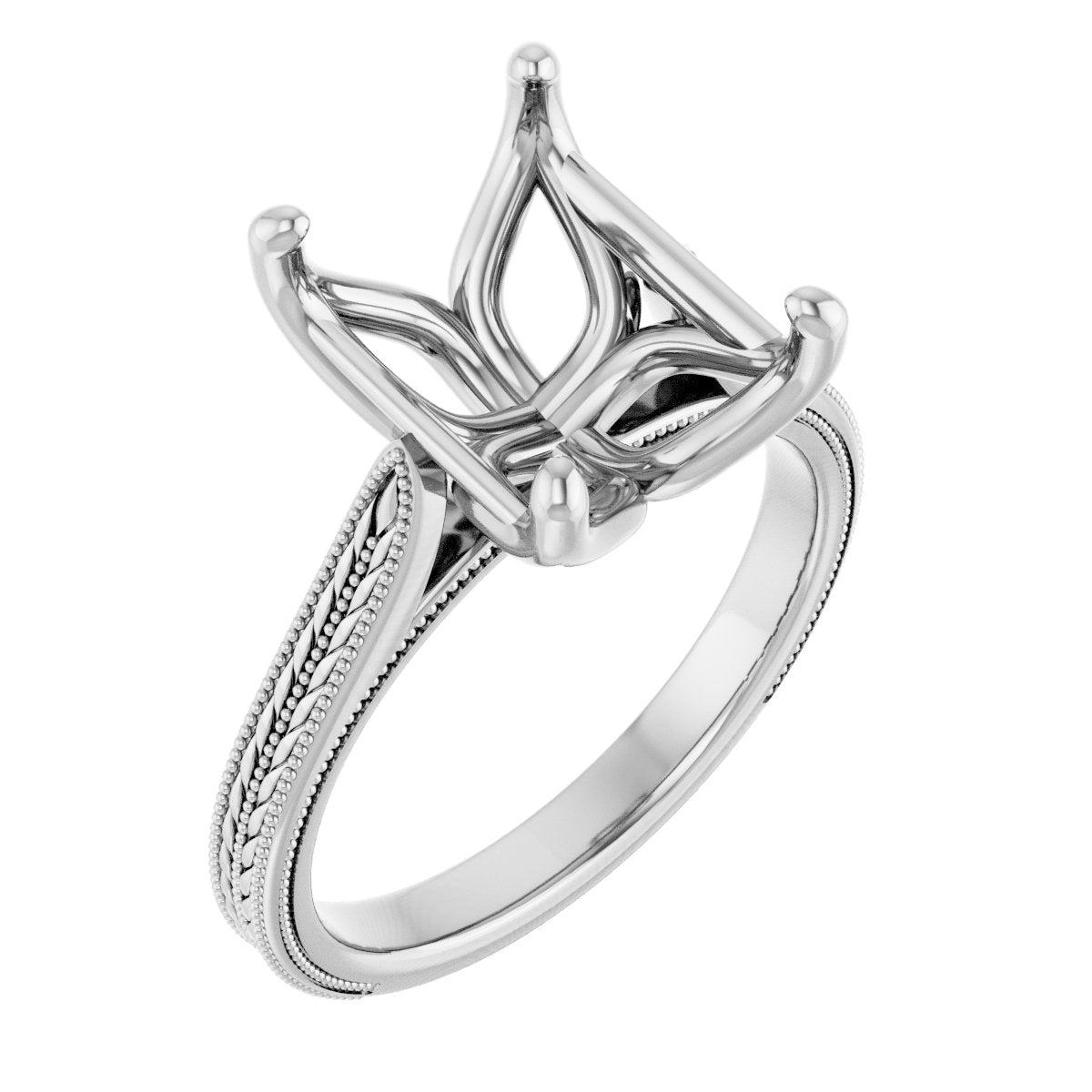 Emerald Solitaire Engagement Ring Mounting - gallery - Series 123043