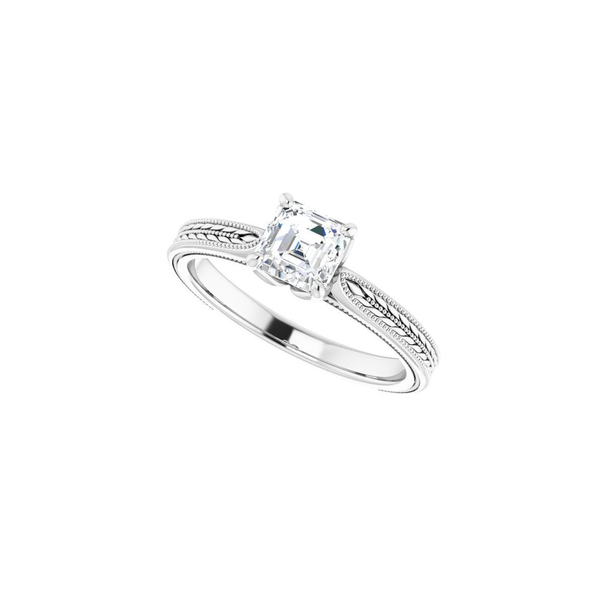 Asscher Solitaire Engagement Ring Mounting - gallery - Series 123043