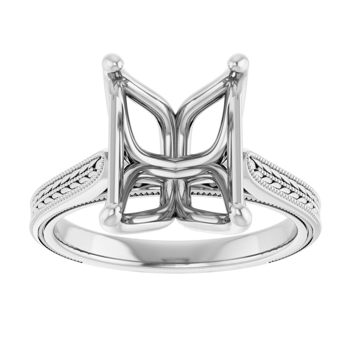 Emerald Solitaire Engagement Ring Mounting - gallery - Series 123043