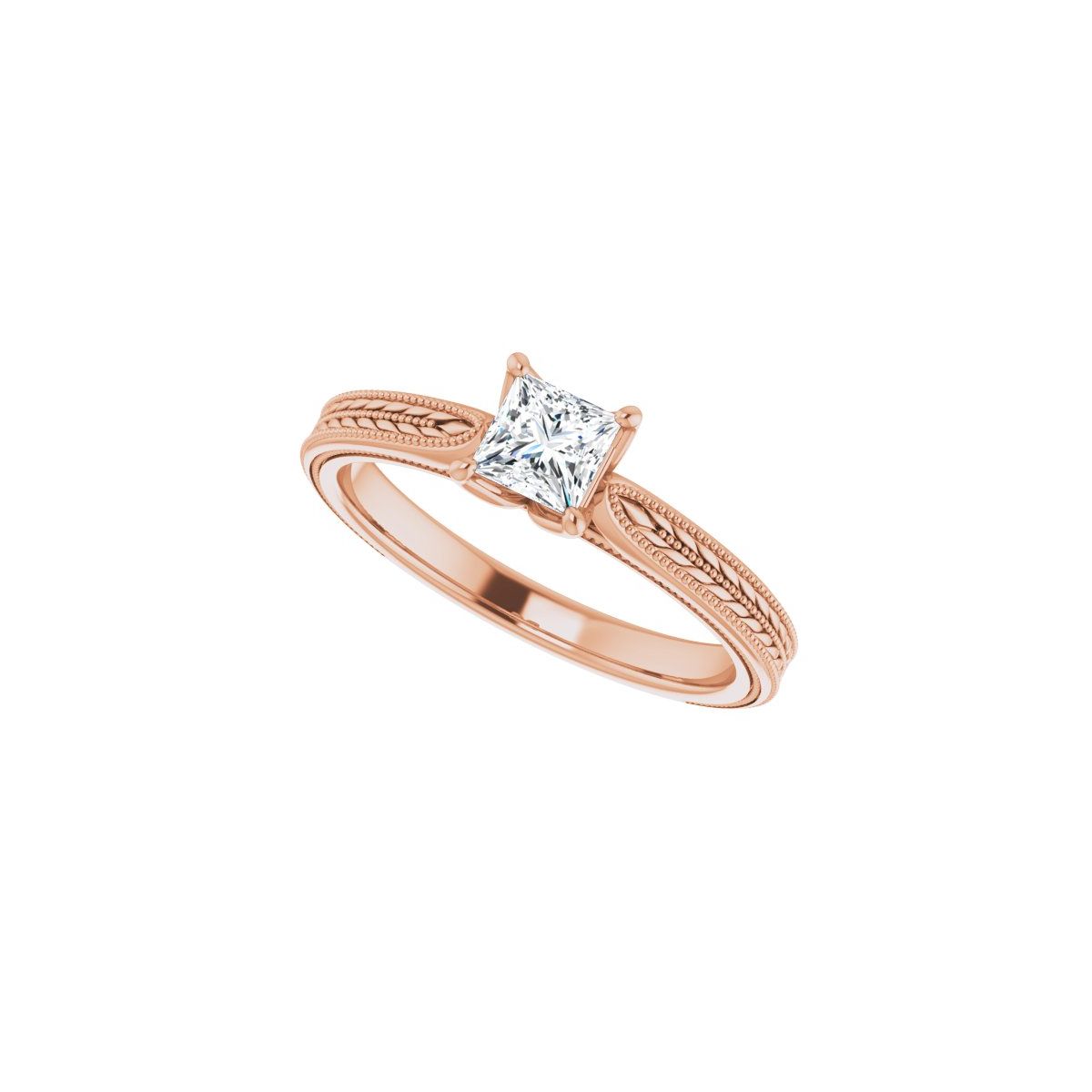 Square Solitaire Engagement Ring Mounting - gallery - Series 123043