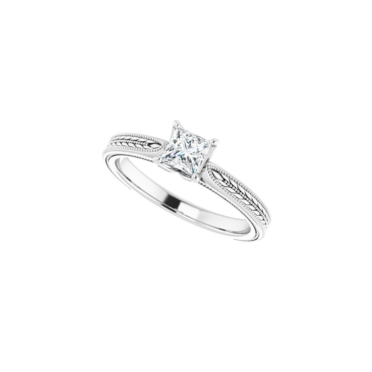 Square Solitaire Engagement Ring Mounting - gallery - Series 123043