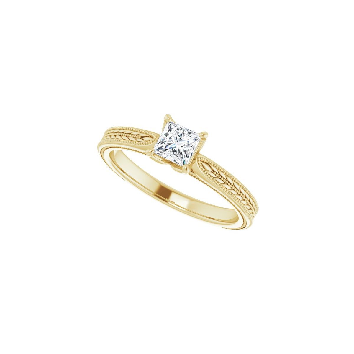 Square Solitaire Engagement Ring Mounting - gallery - Series 123043