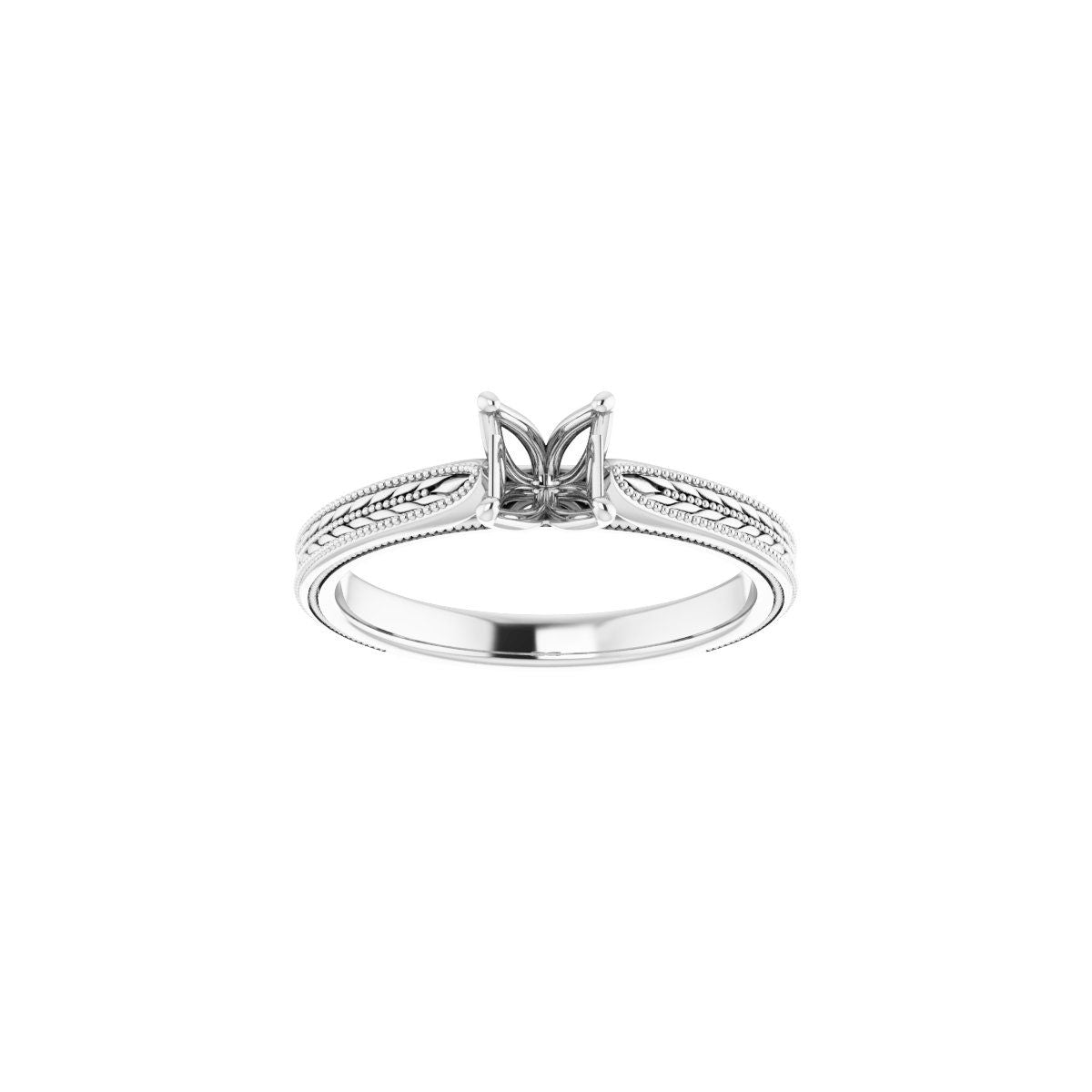Square Solitaire Engagement Ring Mounting - gallery - Series 123043