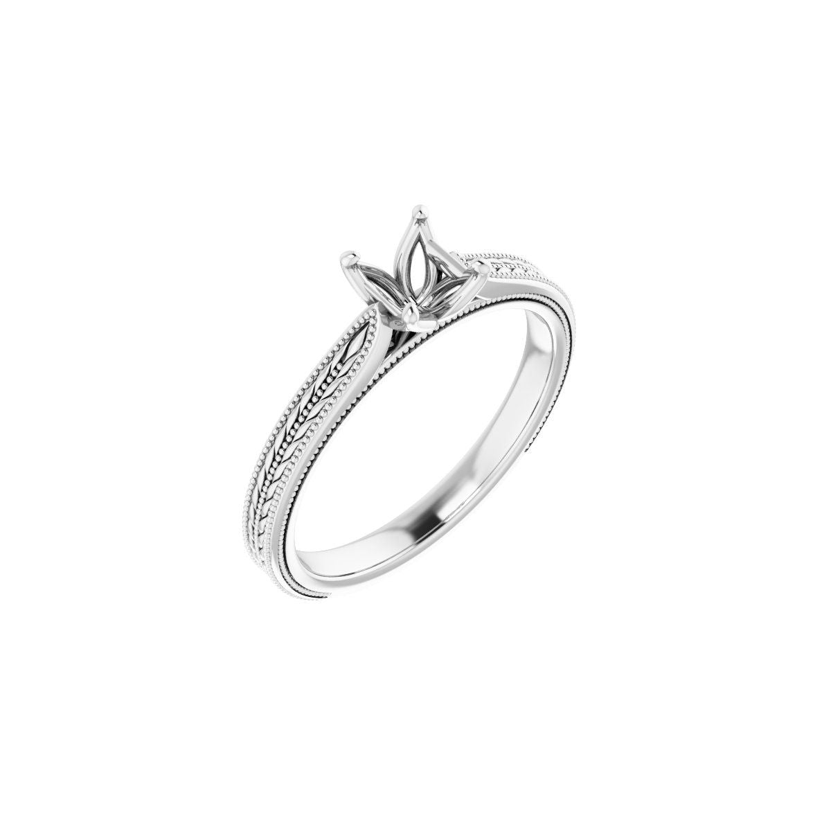 Square Solitaire Engagement Ring Mounting - gallery - Series 123043