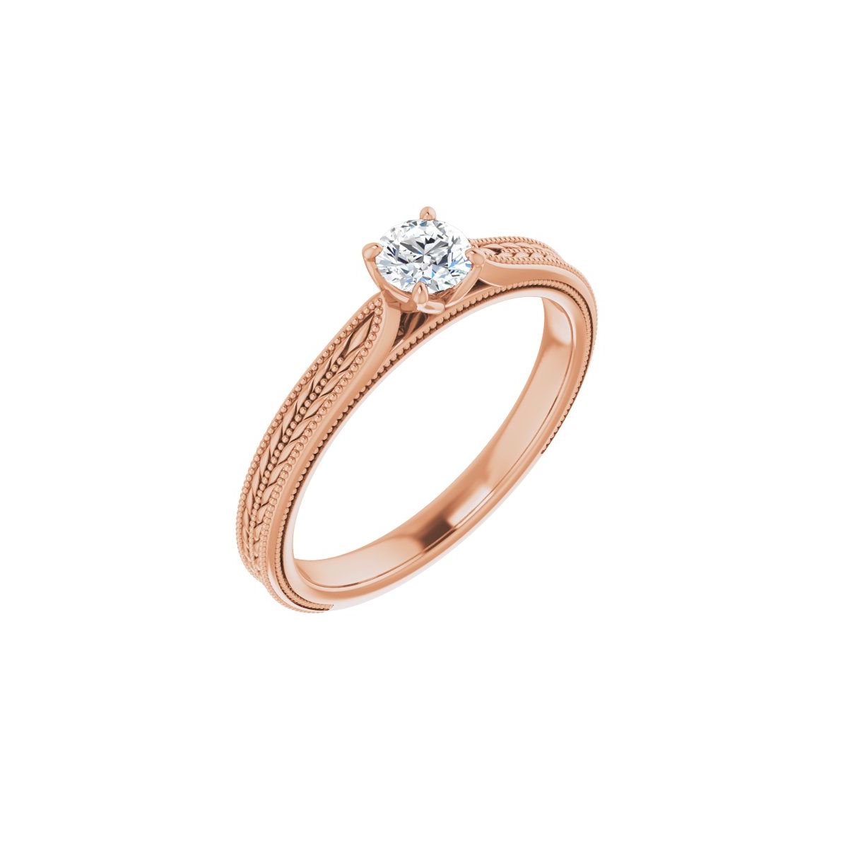 Natural Diamond Round Solitaire Engagement Ring Mounting - 14K Gold - Series 123043