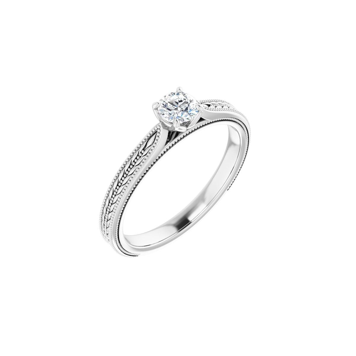 Natural Diamond Round Solitaire Engagement Ring Mounting - 14K Gold - Series 123043