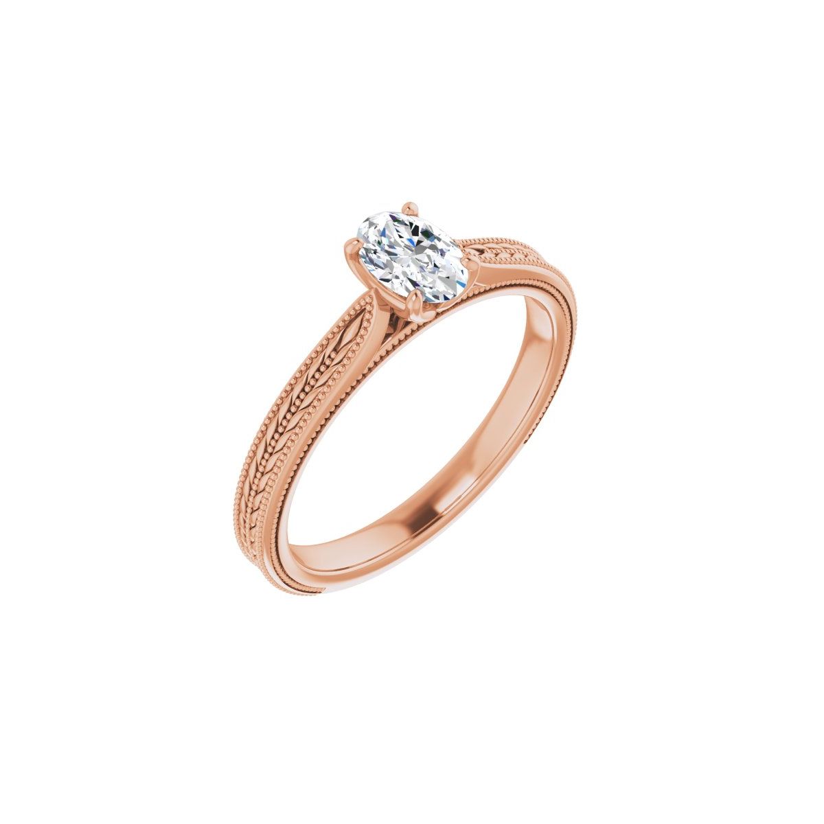 Natural Diamond Oval Solitaire Engagement Ring Mounting - 14K Gold - Series 123043
