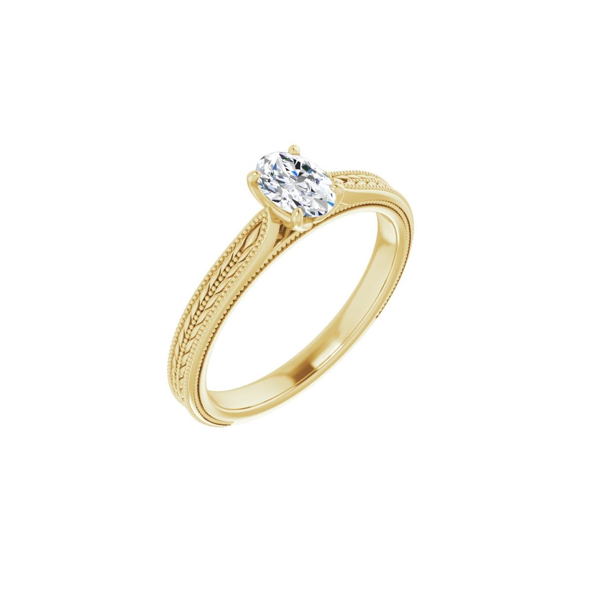 Natural Diamond Oval Solitaire Engagement Ring Mounting - 14K Gold - Series 123043