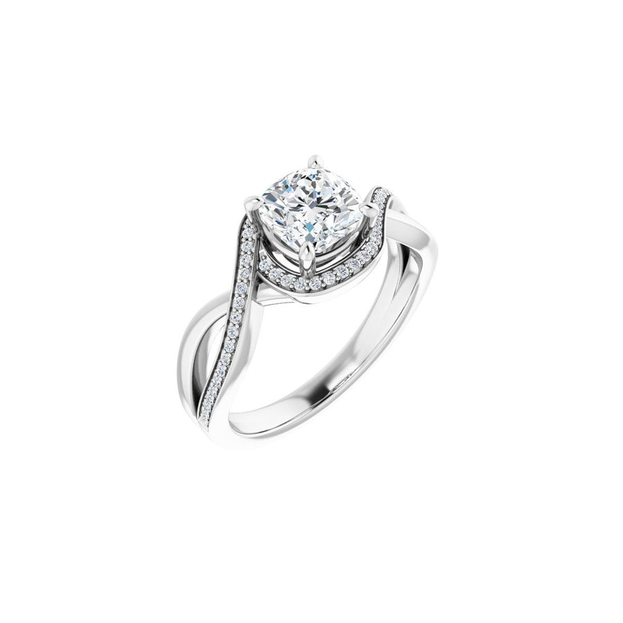 Natural Diamond Cushion Halo-Style Bypass Engagement Ring Semi-Mount - Platinum - Series 123023