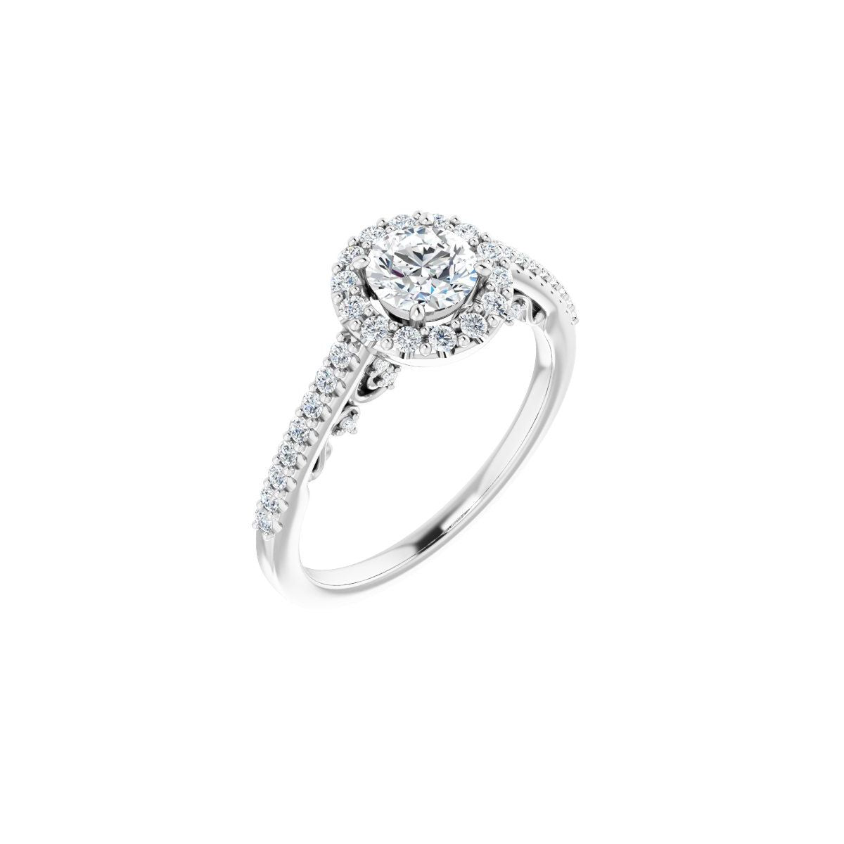 Natural Diamond Round Halo-Style Engagement Ring Semi-Mount - Platinum - Series 122909