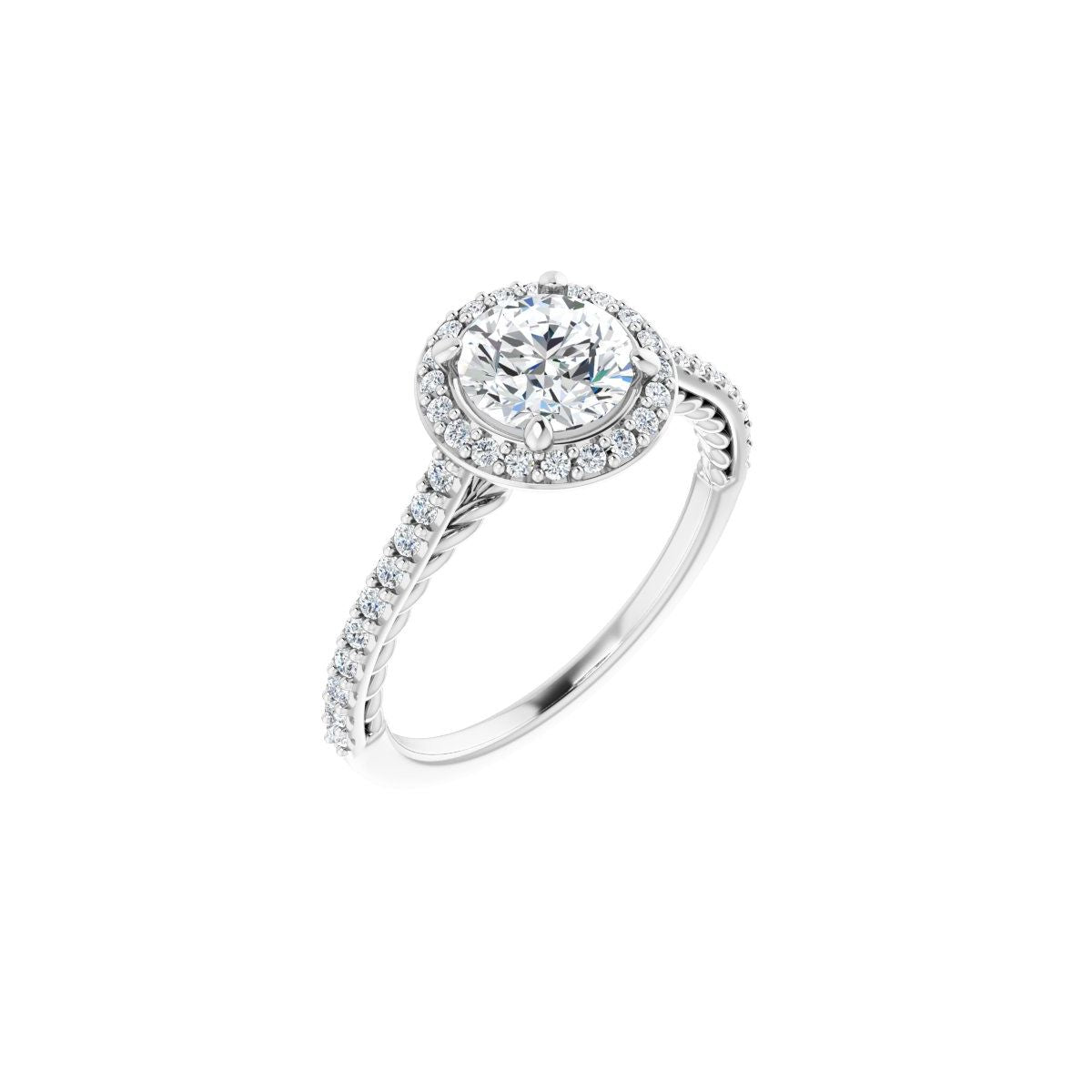 Natural Diamond Round Halo-Style Engagement Ring Semi-Mount - Platinum - Series 122999