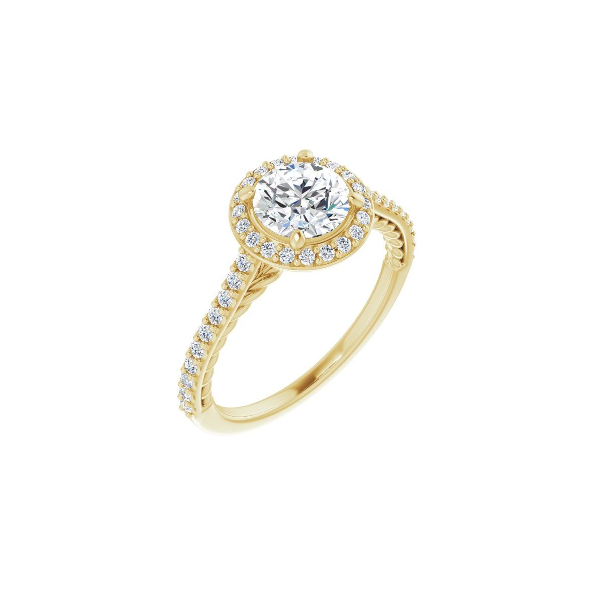 Natural Diamond Round Halo-Style Engagement Ring Semi-Mount - 14K Yellow Gold - Series 122999