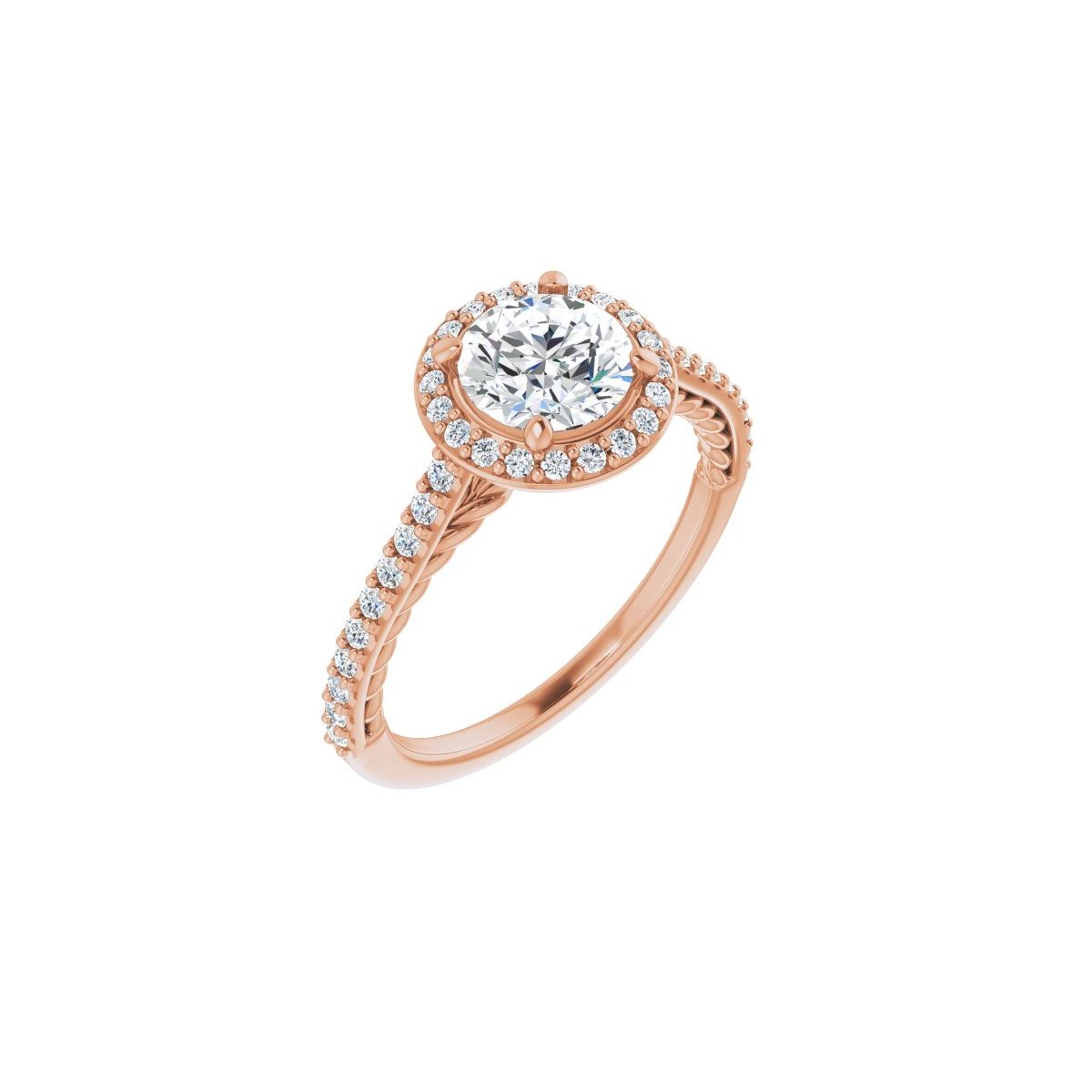 Natural Diamond Round Halo-Style Engagement Ring Semi-Mount - 14K Rose Gold - Series 122999